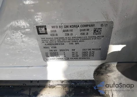 2021 Buick Encore Gx Fwd Select z USA, uszkodzony, nr VIN KL4MMDSL6MB167648
